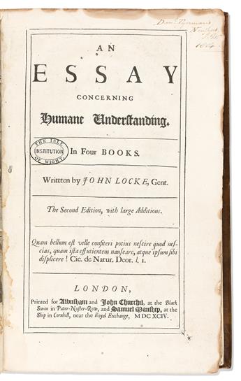 Locke, John (1632-1704) An Essay Concerning Humane Understanding.